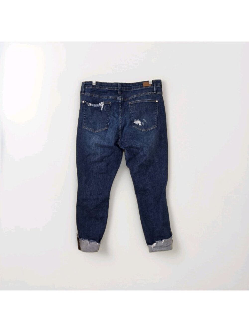 Judy Blue Skinny Jeans 20W Dark Blue Destroyed Distressed Cuffed Stretch JB8822 - Picture 2 of 16